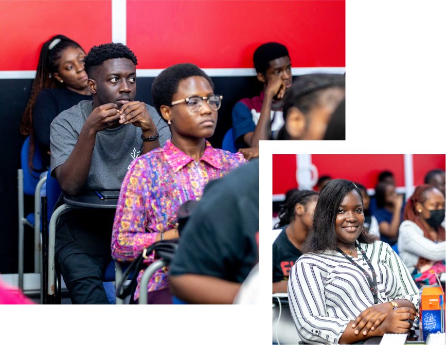 Students attending a class at NCUK Accra